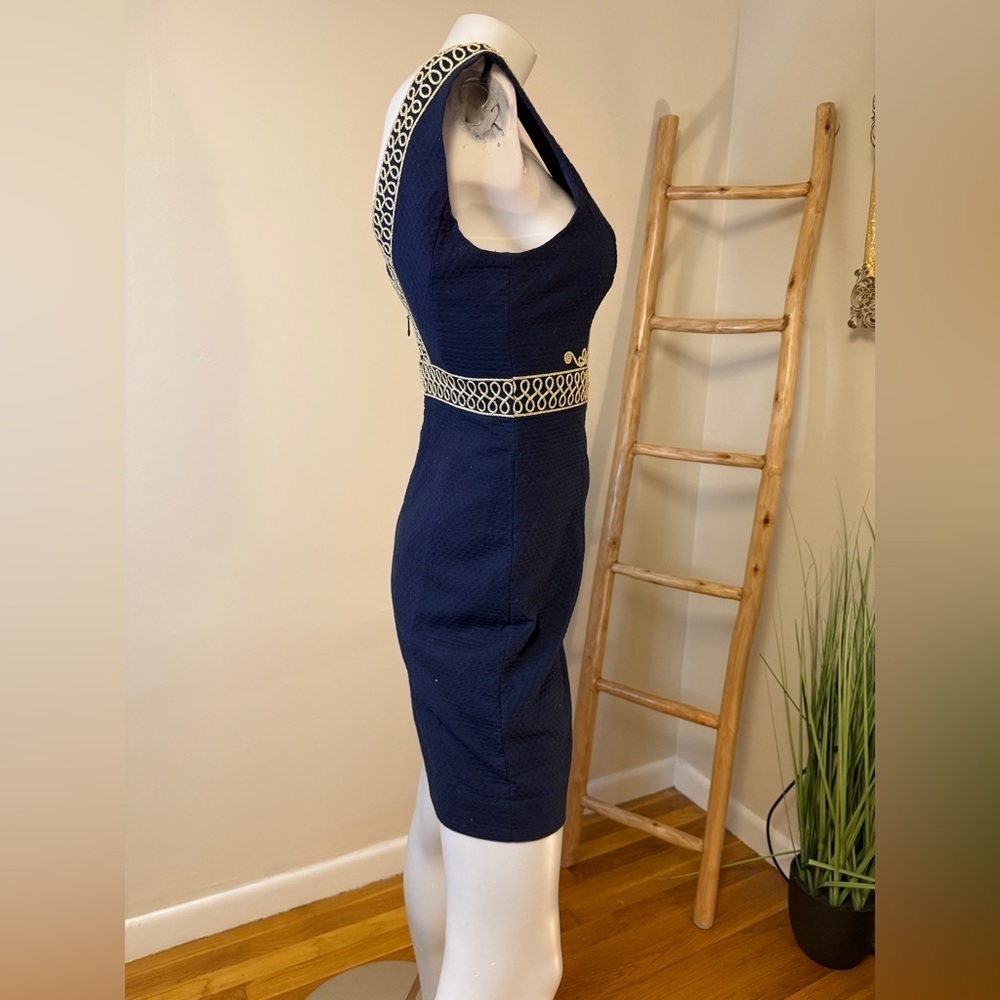 Lilly Pulitzer Women's Aveline Shift, True Navy & Gold 0 - Picture 3 of 6